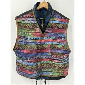 Vintage Petite Sophisticate Collection Women Multicolor Aztec Vest Medium
